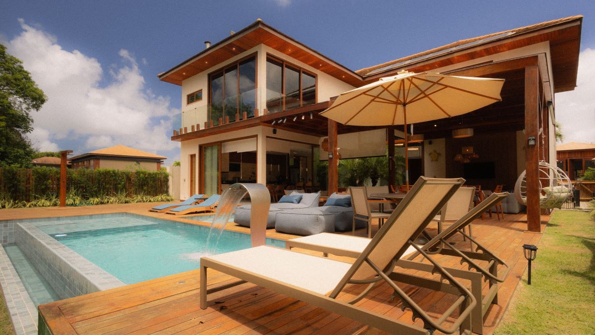 luxurious vacation rental featuring a pool